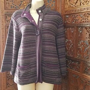 Purple  Croft & barrow 3 button snap sweater coat